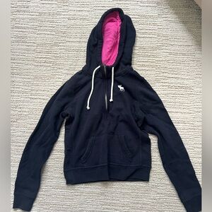 Abercrombie & Fitch black hooded sweatshirt with hot pink - Size Medium - New